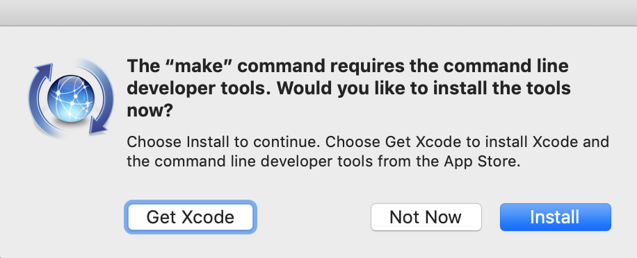Requires command line developer tools